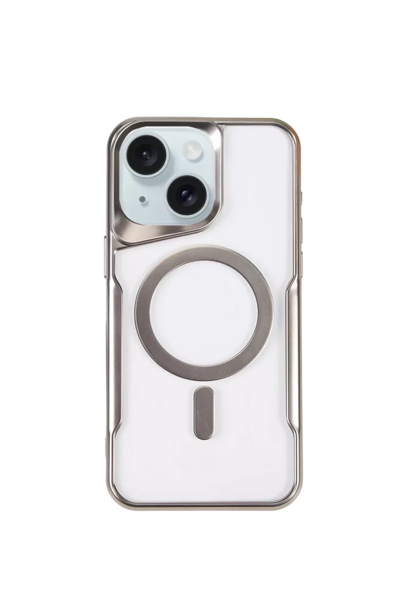 Newface Apple iPhone 15 Plus Kılıf Boyi Magsafe Silikon Kapak - Gümüş