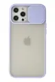 Newface Apple iPhone 12 Pro Max Kılıf Palm Buzlu Kamera Sürgülü Silikon - Lila