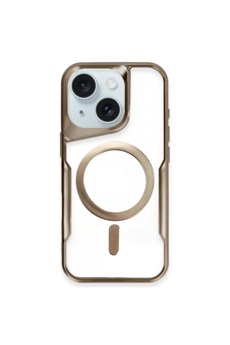 Newface Apple iPhone 15 Plus Kılıf Boyi Magsafe Silikon Kapak - Kahverengi