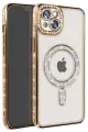 Newface Apple iPhone 14 Kılıf Joke Simli Magneticsafe Kılıf - Gold