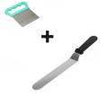 2li Set Hamur Şekillendirici Eğik Pasta Spatulası Ve Metal Hamur Kesici Kazıyıcı Spatula
