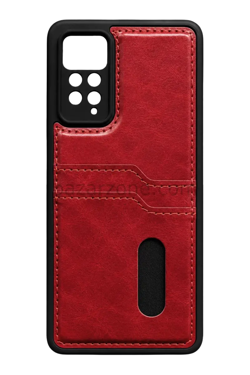 Newface Xiaomi Redmi Note 12 Pro 4G Kılıf Sara Kartvizitli Deri Kılıf - Kırmızı