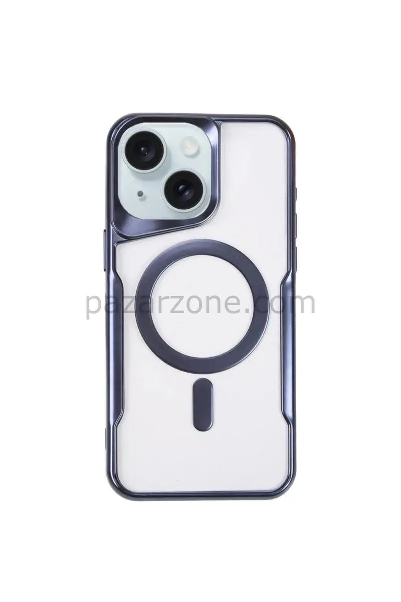 Newface Apple iPhone 15 Plus Kılıf Boyi Magsafe Silikon Kapak - Lacivert