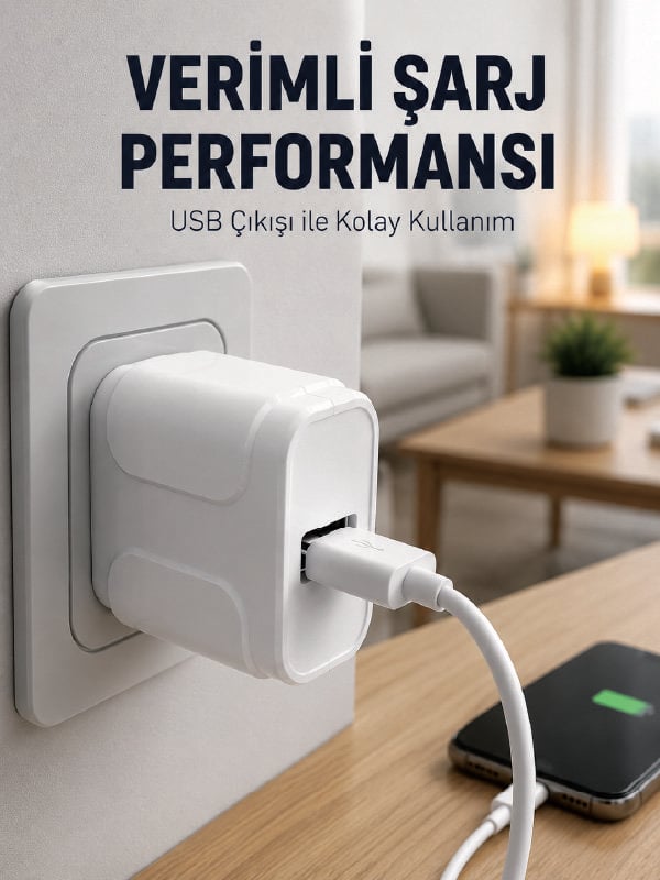 USB Girişli 12W Şarj Adaptörü Kompakt Telefon Şarj Cihazı