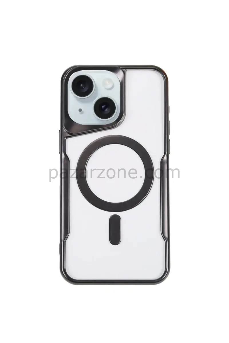 Newface Apple iPhone 15 Plus Kılıf Boyi Magsafe Silikon Kapak - Siyah