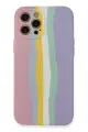 Newface Apple iPhone 12 Pro Max Kılıf Ebruli Lansman Silikon - Pembe-Lila