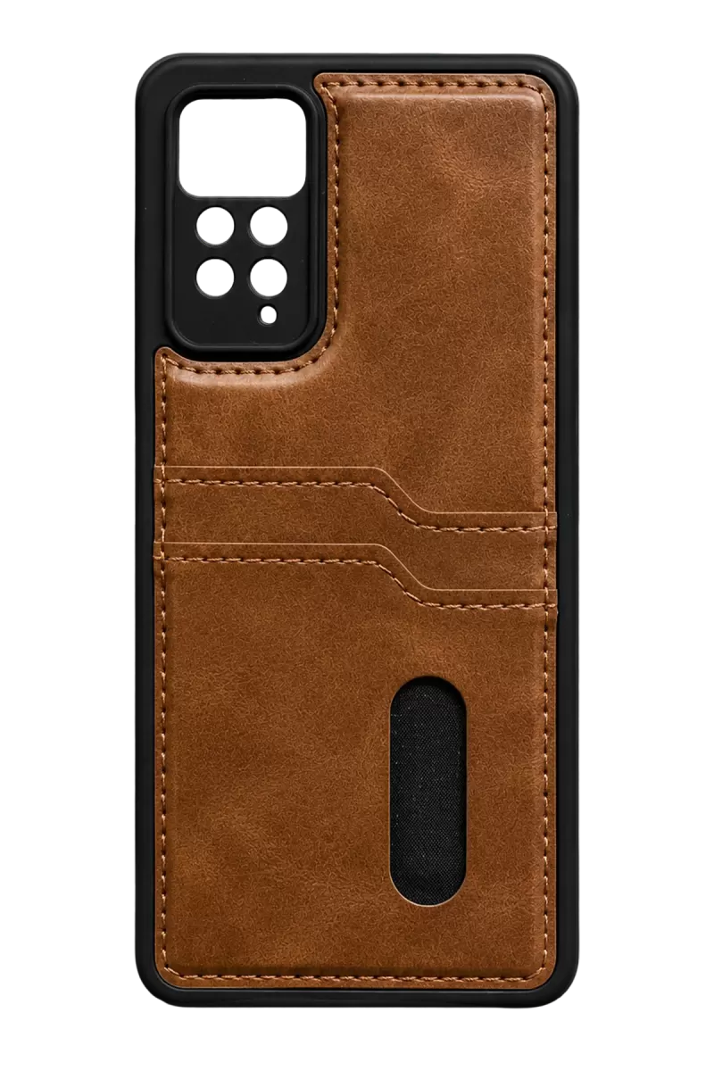 Newface Xiaomi Redmi Note 12 Pro 4G Kılıf Sara Kartvizitli Deri Kılıf - Taba
