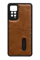 Newface Xiaomi Redmi Note 12 Pro 4G Kılıf Sara Kartvizitli Deri Kılıf - Taba