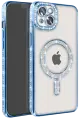 Newface Apple iPhone 14 Kılıf Joke Simli Magneticsafe Kılıf - Mavi