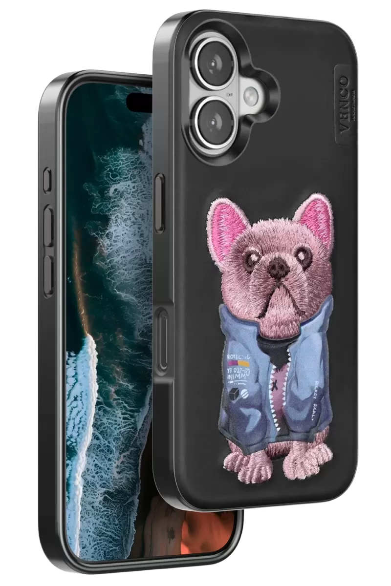 Venco Apple iPhone 16 Cute Desenli Kapak - Siyah