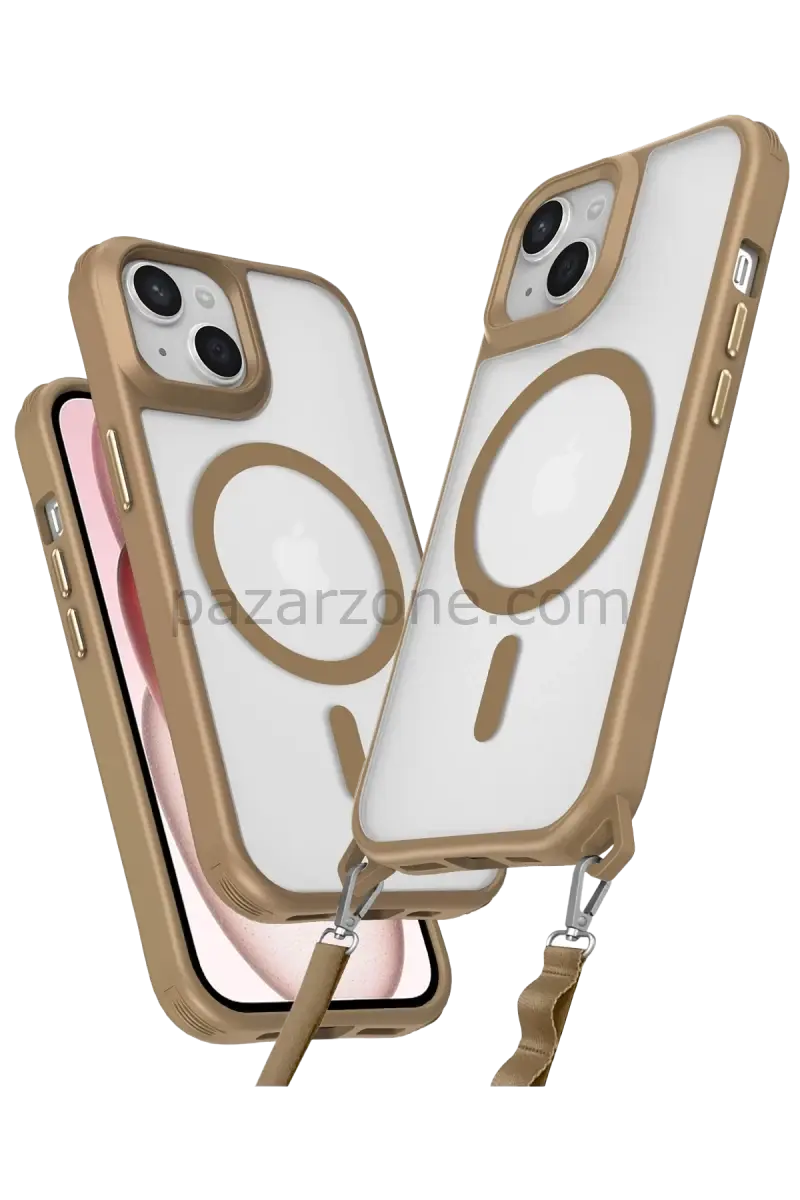 Newface Apple iPhone 15 Plus Kılıf Enka Magsafe Silikon Kılıf - Desert