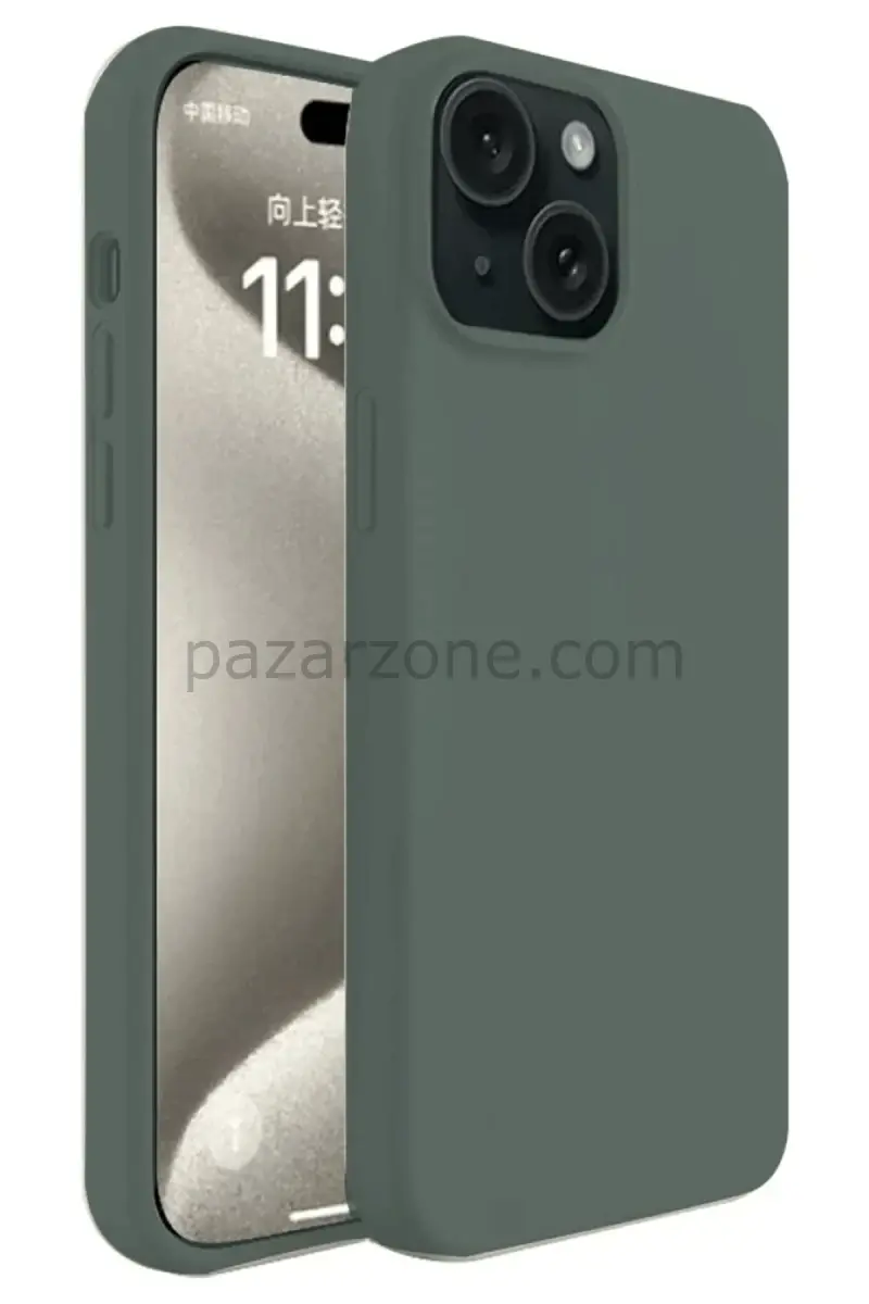 Newface Apple iPhone 15 Plus Kılıf First Silikon - Koyu Yeşil
