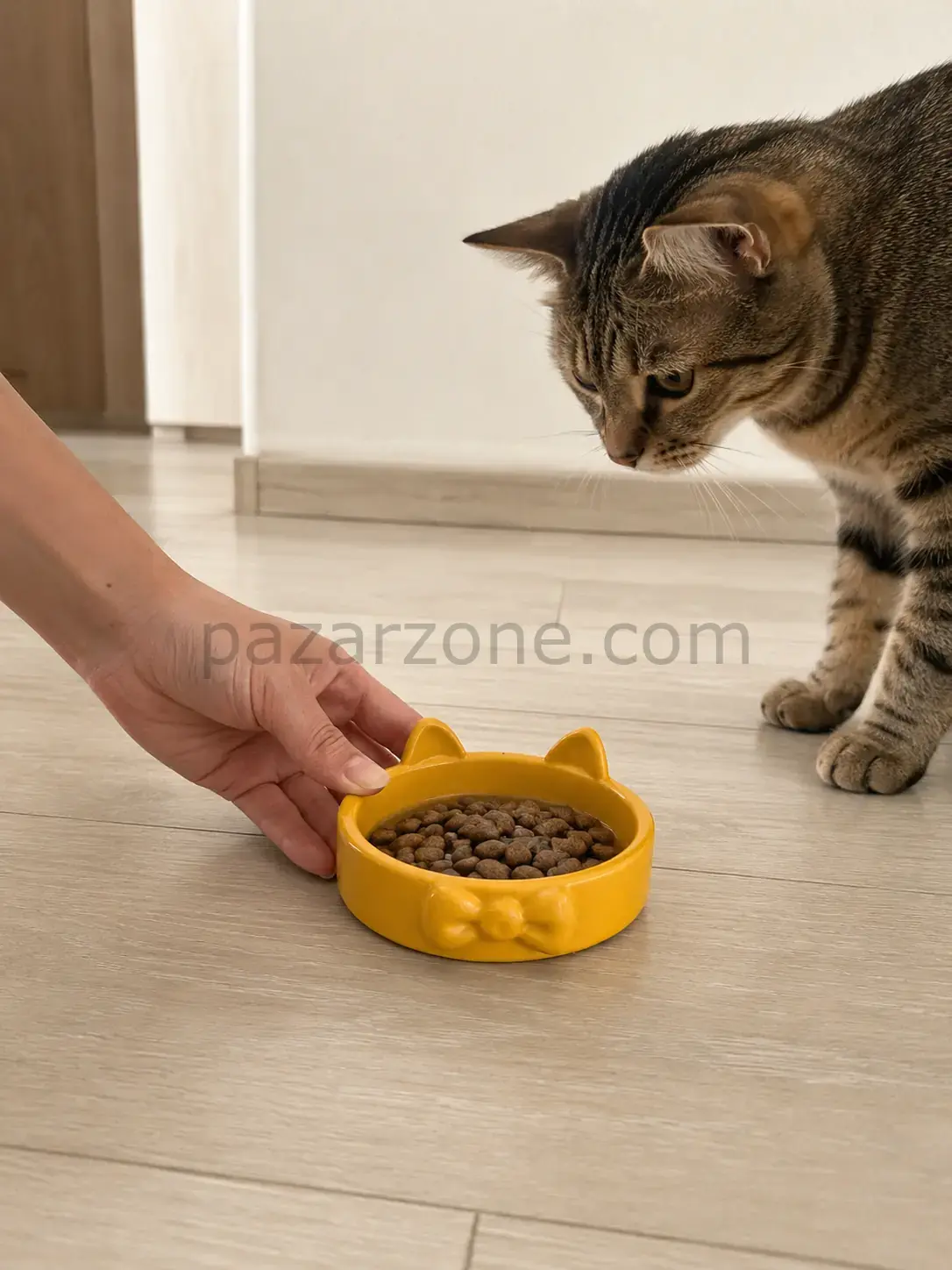 Papyon Model Beton Kedi Köpek Mama ve Su Kabı 16 cm çap - Bronz