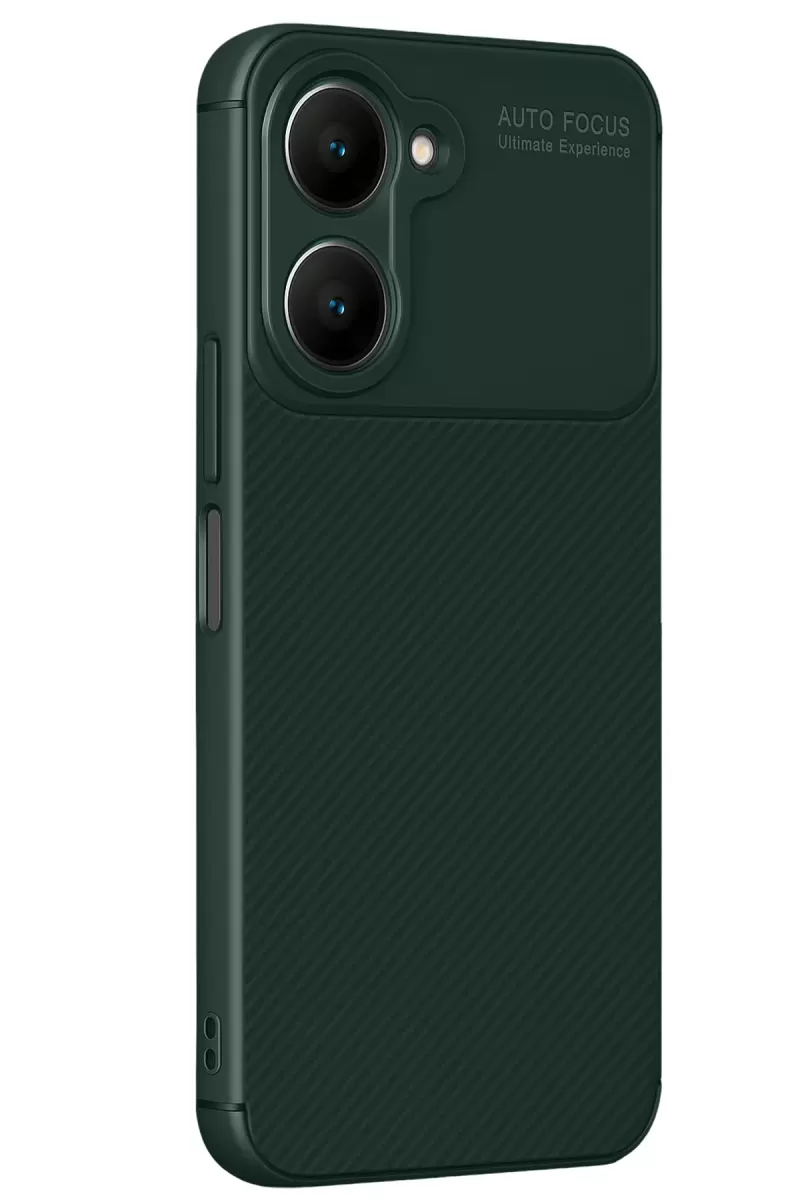Newface Vivo Y18 Kılıf Auto Focus Karbon Kapak - Koyu Yeşil