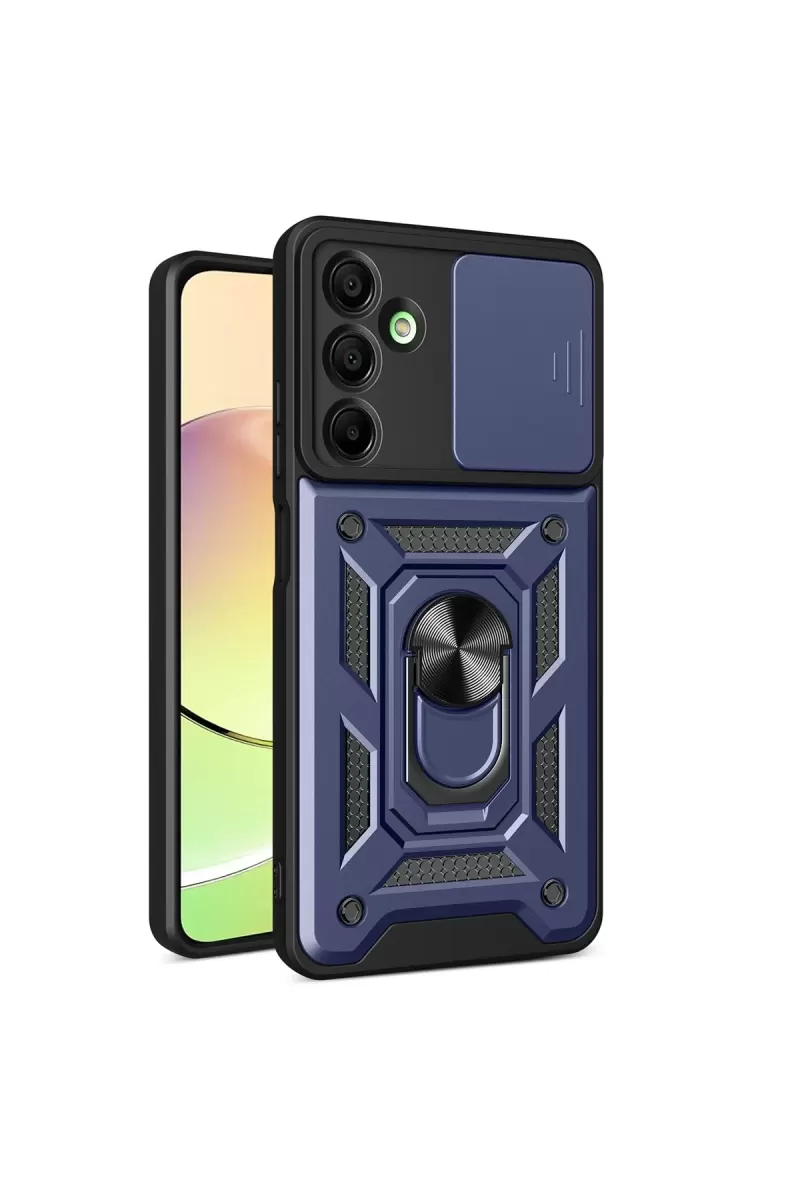 Newface Samsung Galaxy A16 5G Kılıf Pars Lens Yüzüklü Silikon - Lacivert