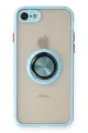 Newface Apple iPhone 7 Kılıf Montreal Yüzüklü Silikon Kapak - Buz Mavi