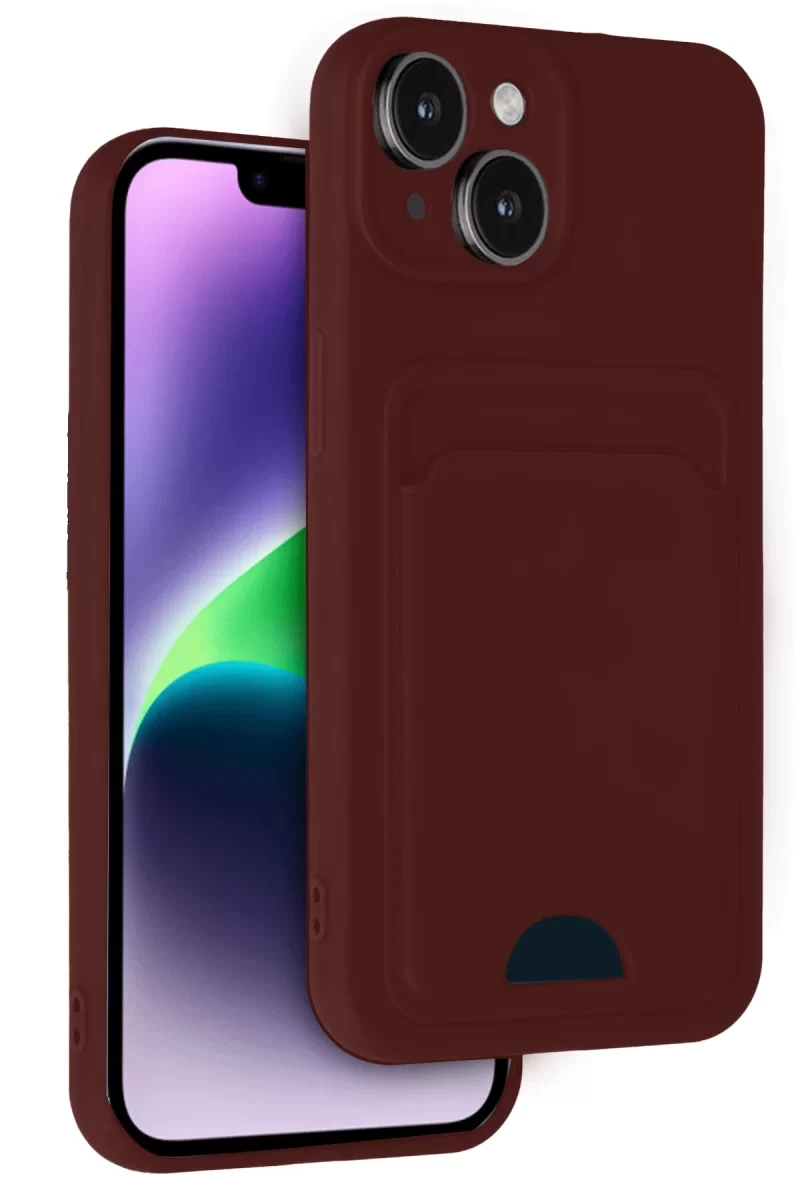 Newface Apple iPhone 14 Kılıf Kelvin Kartvizitli Silikon - Bordo