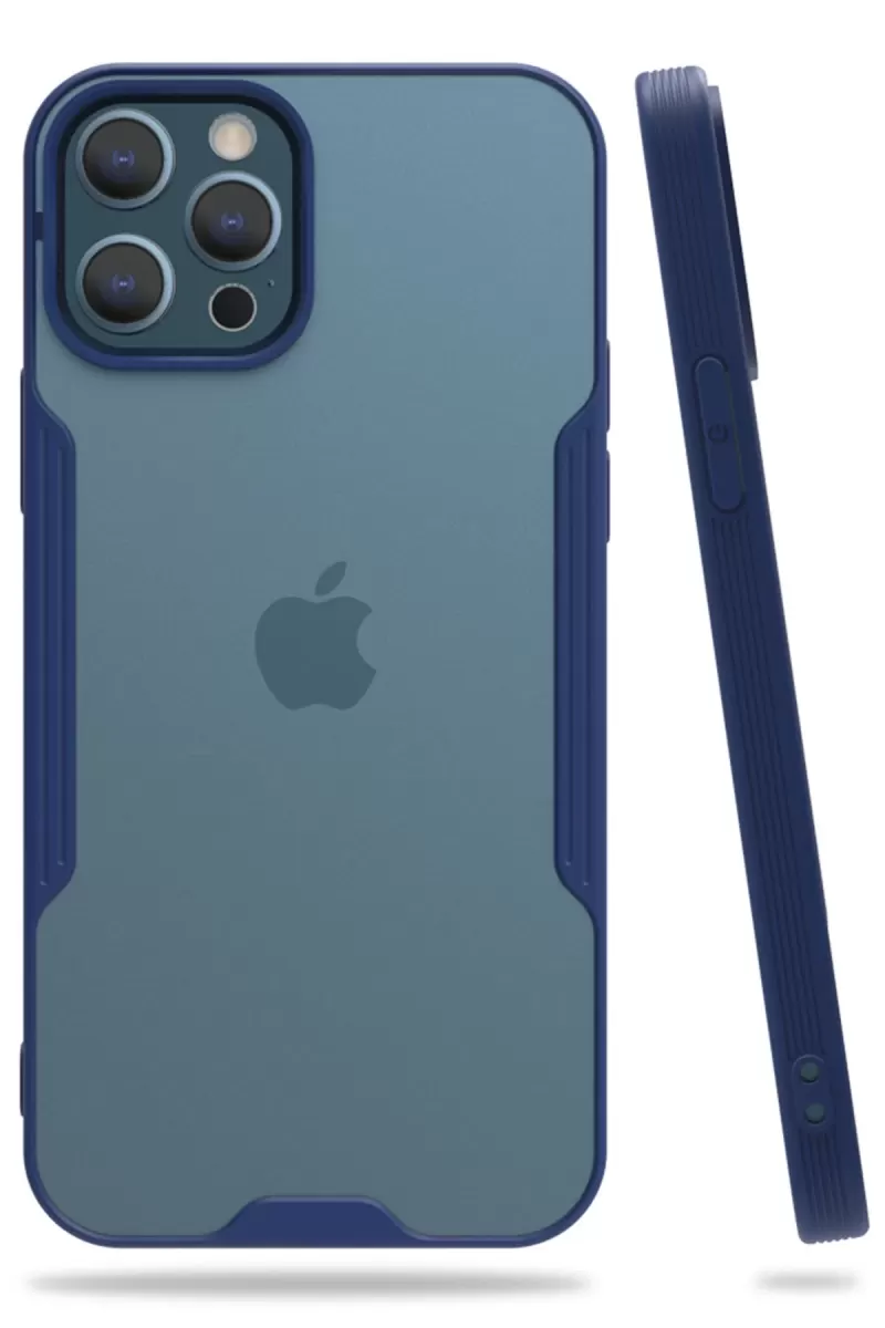 Newface Apple iPhone 12 Pro Max Kılıf Platin Silikon - Lacivert