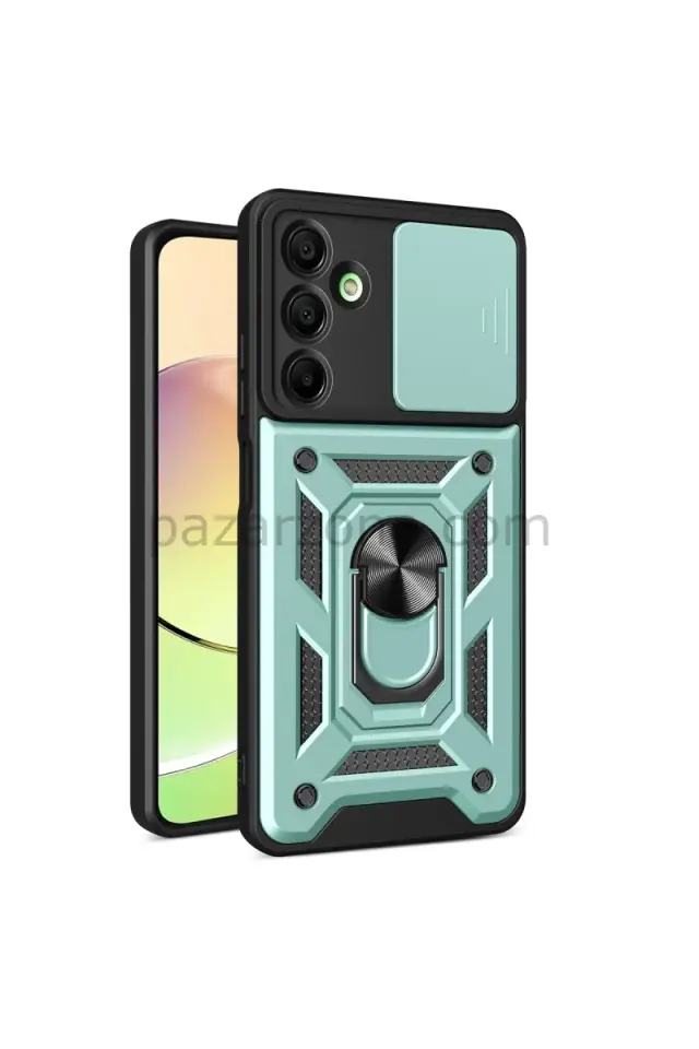 Newface Samsung Galaxy A16 5G Kılıf Pars Lens Yüzüklü Silikon - Yeşil