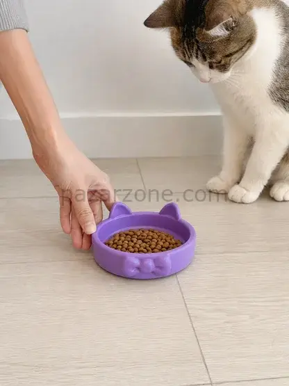 Papyon Model Beton Kedi Köpek Mama ve Su Kabı 16 cm çap - Mor
