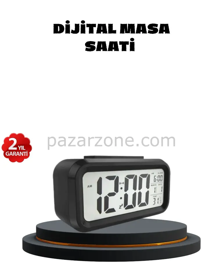 Sensörlü Dijital Masa Saati Alarm ve Sıcaklık Göstergeli