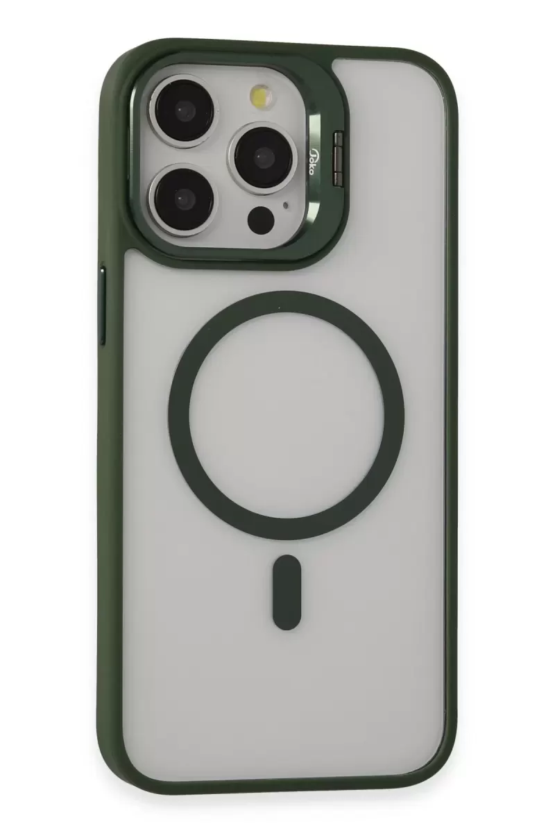 Joko Apple iPhone 15 Pro Max Kılıf Roblox Lens Magsafe Standlı Kapak - Koyu Yeşil