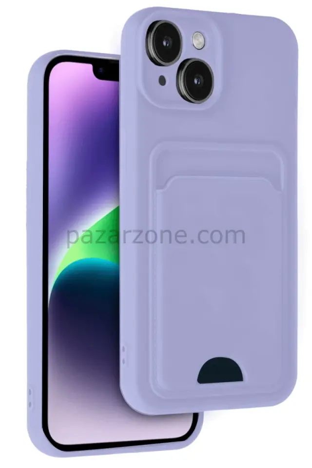 Newface Apple iPhone 14 Kılıf Kelvin Kartvizitli Silikon - Lila