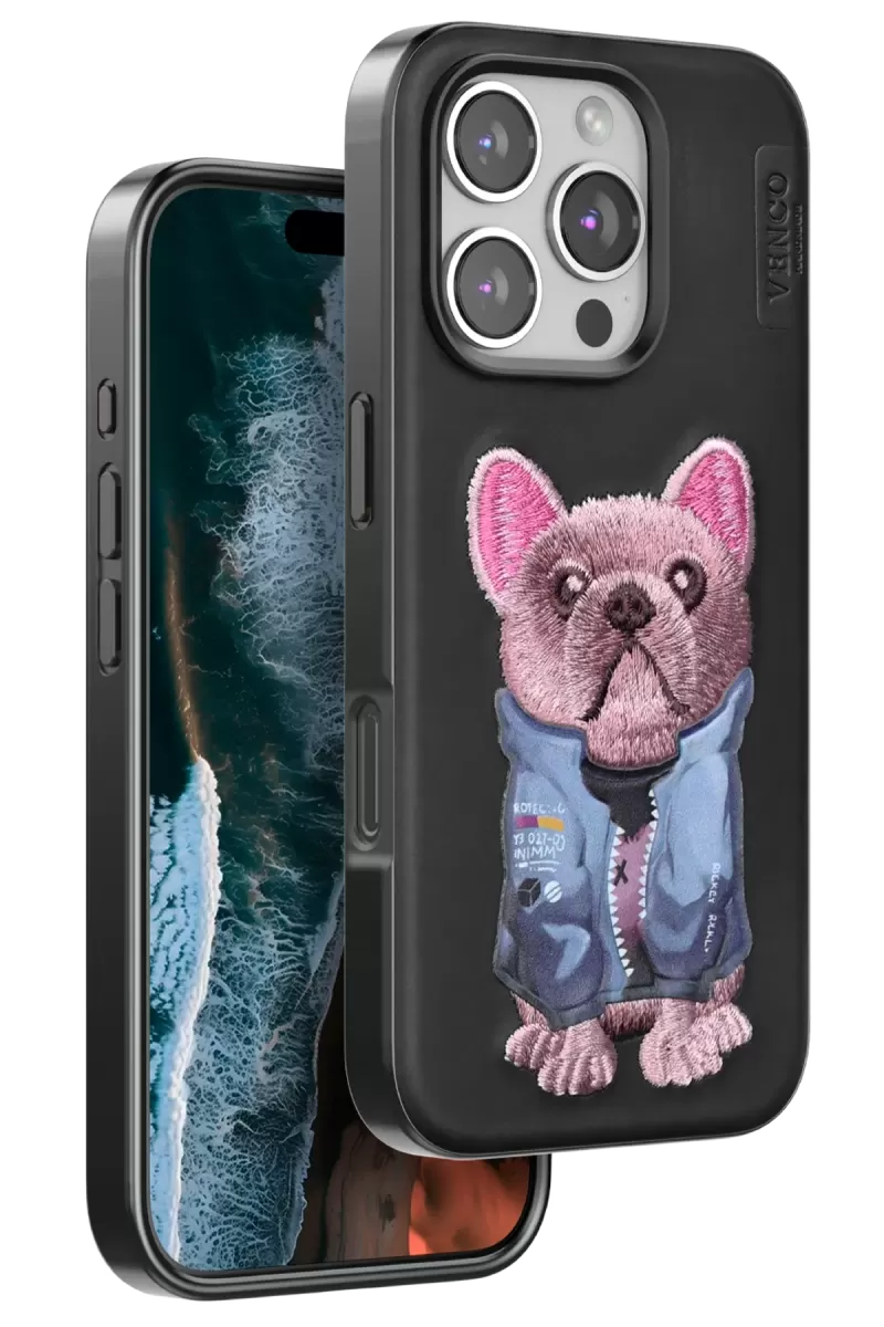 Venco Apple iPhone 16 Pro Cute Desenli Kapak - Siyah