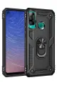 Newface Huawei P40 Lite E Kılıf Sofya Yüzüklü Silikon Kapak - Siyah