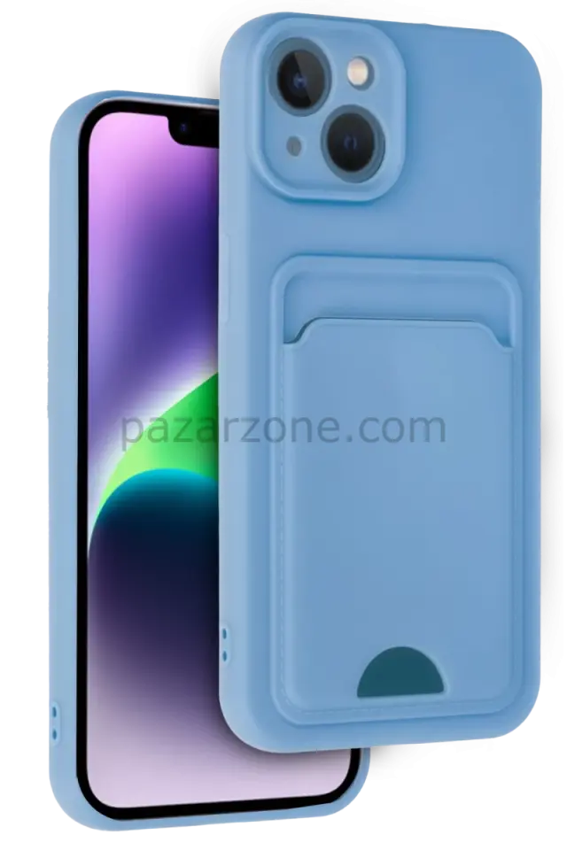 Newface Apple iPhone 14 Kılıf Kelvin Kartvizitli Silikon - Mavi