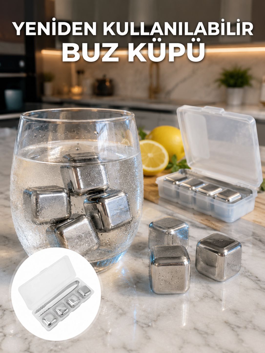 Hızlı Soğutma Özellikli Paslanmaz Metal Buz Küpü Takımı Yeni Nesil