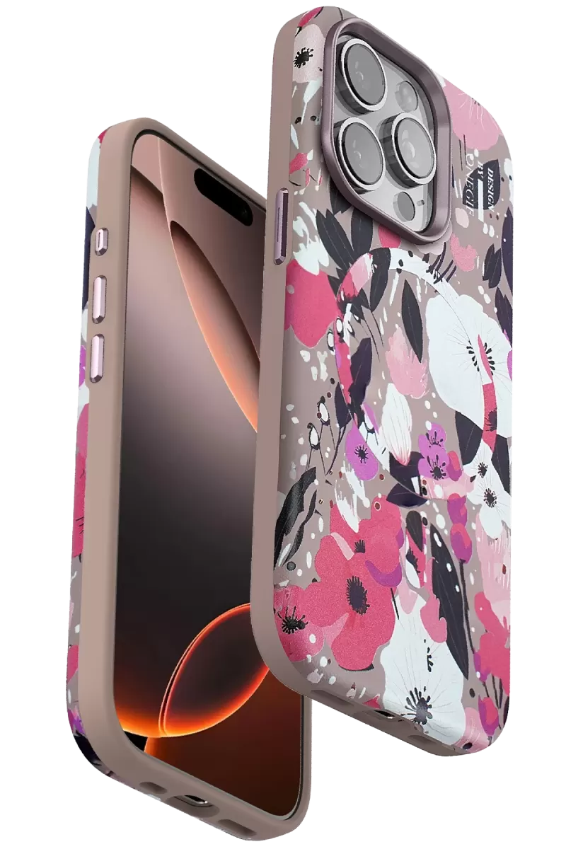 Onegif Apple iPhone 14 Pro Max Flower Series Magsafe Kapak - Pembe