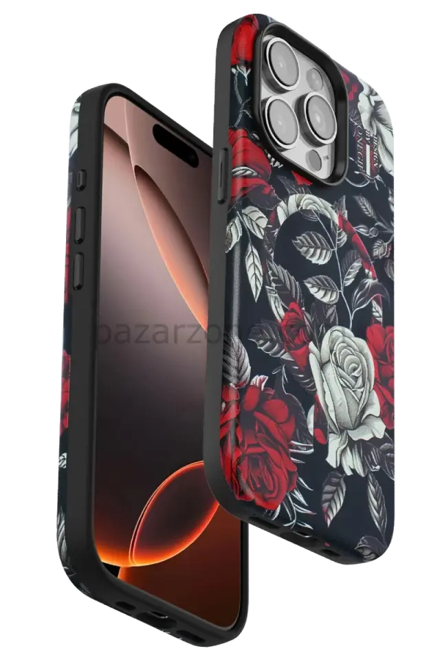 Onegif Apple iPhone 14 Pro Max Flower Series Magsafe Kapak - Siyah