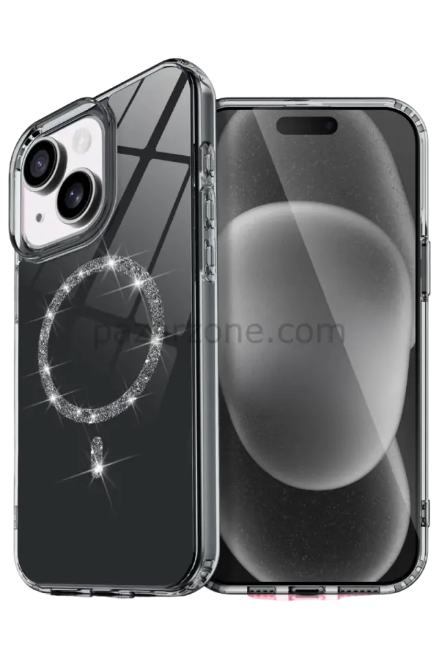 Newface Apple iPhone 15 Plus Live Diamond Magsafe Kapak - Siyah