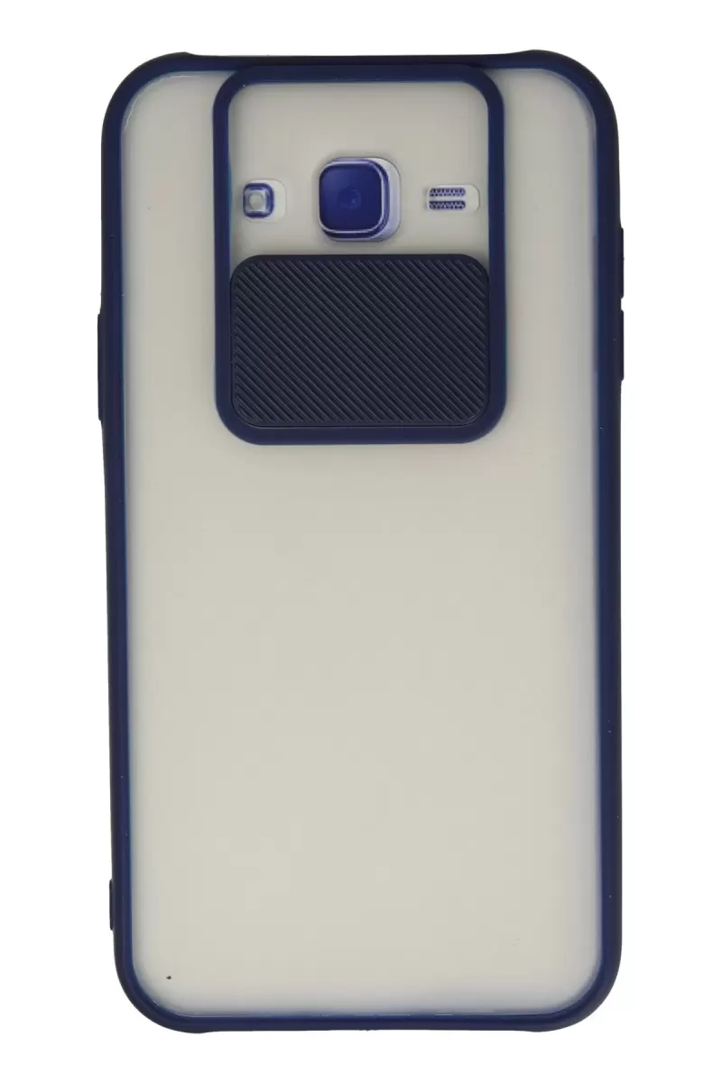 Newface Samsung Galaxy J7 Kılıf Palm Buzlu Kamera Sürgülü Silikon - Lacivert