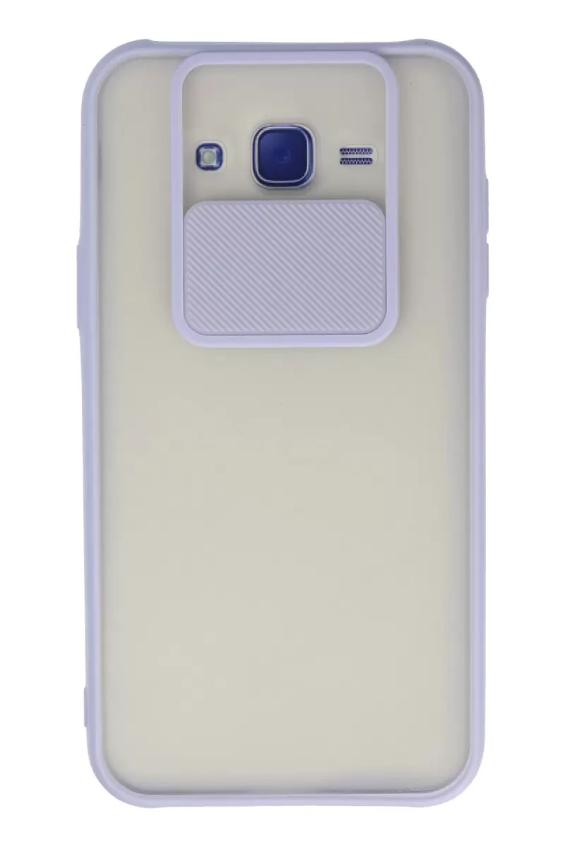 Newface Samsung Galaxy J7 Kılıf Palm Buzlu Kamera Sürgülü Silikon - Lila