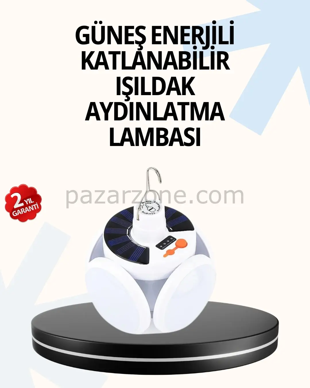 Katlanabilir 5 Kanatlı Solar LED Bahçe ve Kamp Lambası