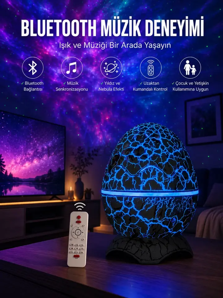 Dinozor Speaker Renk Değiştirme Projeksiyon Modu Bluetooth Hoparlör Gece Lambası Yeni Nesil
