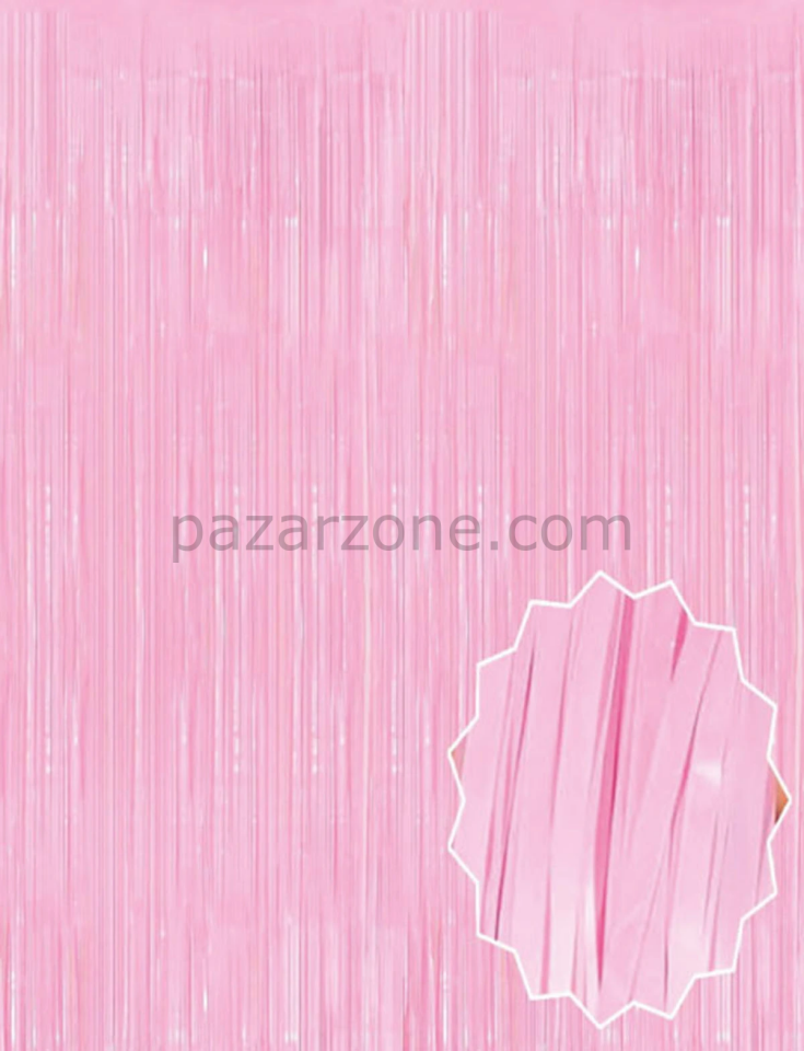 Soft Pembe Püsküllü Kapı Perdesi - Parti, Baby Shower, Cinsiyet Partisi 1x2 M