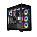 SAMA SV01BK Black, B750BK 750W, 80+ Bronze, PCIE 5.1, ATX3.1, Tempered Glass Panel, Panoramic Tasarım, Type-C, 4x120mm ARGB Fan, ATX, GAMING KASA