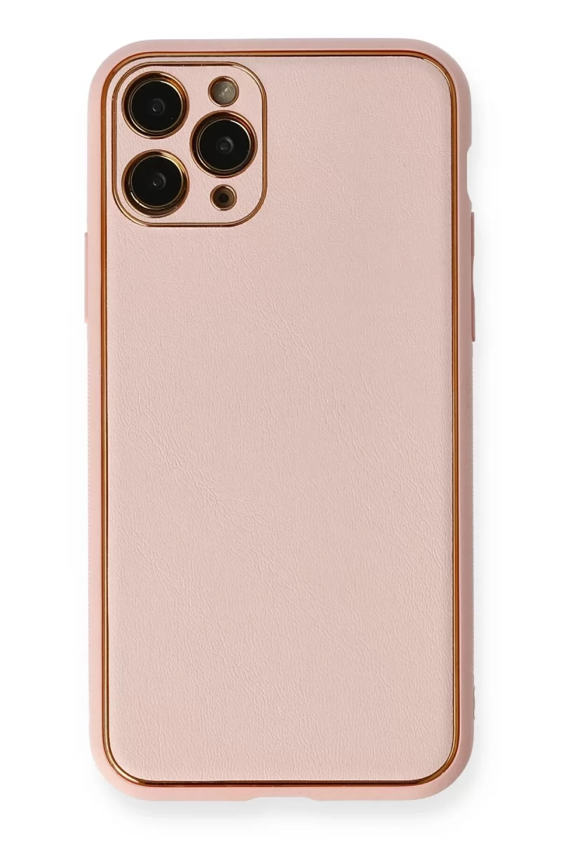 Newface Apple iPhone 11 Pro Kılıf Coco Deri Silikon Kapak - Pembe