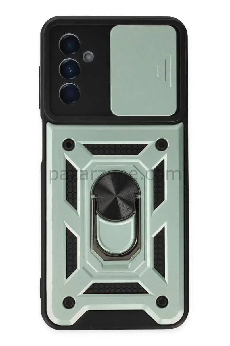 Newface Samsung Galaxy A04S Kılıf Pars Lens Yüzüklü Silikon - Yeşil
