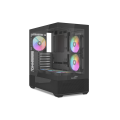 SAMA V40BK Black, B750BK 750W, 80+ Bronze, PCIE 5.1, ATX3.1, Tempered Glass Panel, Panoramic Tasarım, Type-C, 6x120mm ARGB Fan, ATX, GAMING KASA