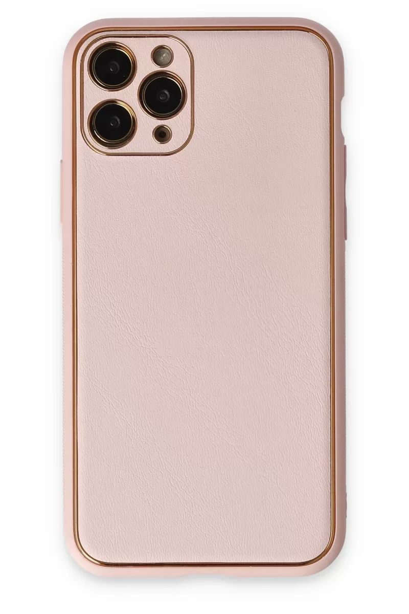 Newface Apple iPhone 11 Pro Kılıf Coco Deri Silikon Kapak - Pudra