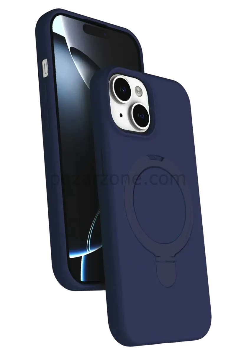 Newface Apple iPhone 15 Plus Regal Magsafe Standlı Kapak - Lacivert