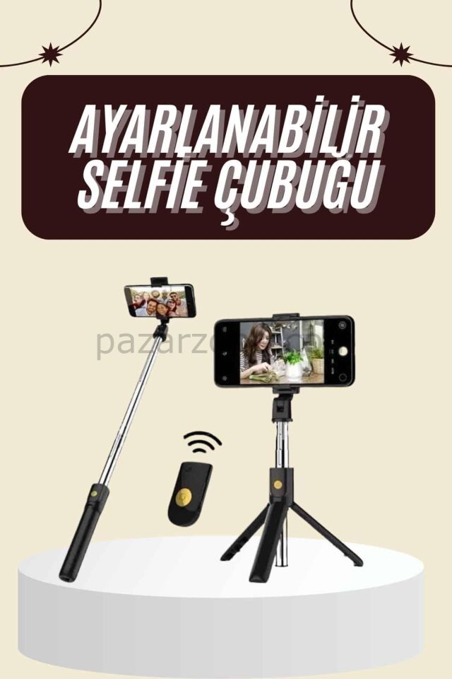 Cep Telefonu Tripod Standı Manyetik Selfie Sopa Bluetooth Uzaktan Kumandalı