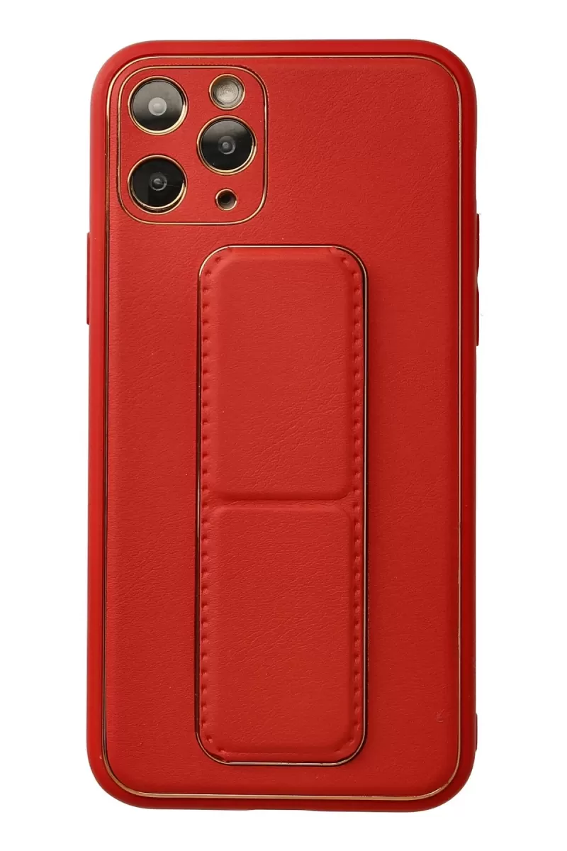 Newface Apple iPhone 11 Pro Kılıf Coco Deri Standlı Kapak - Kırmızı