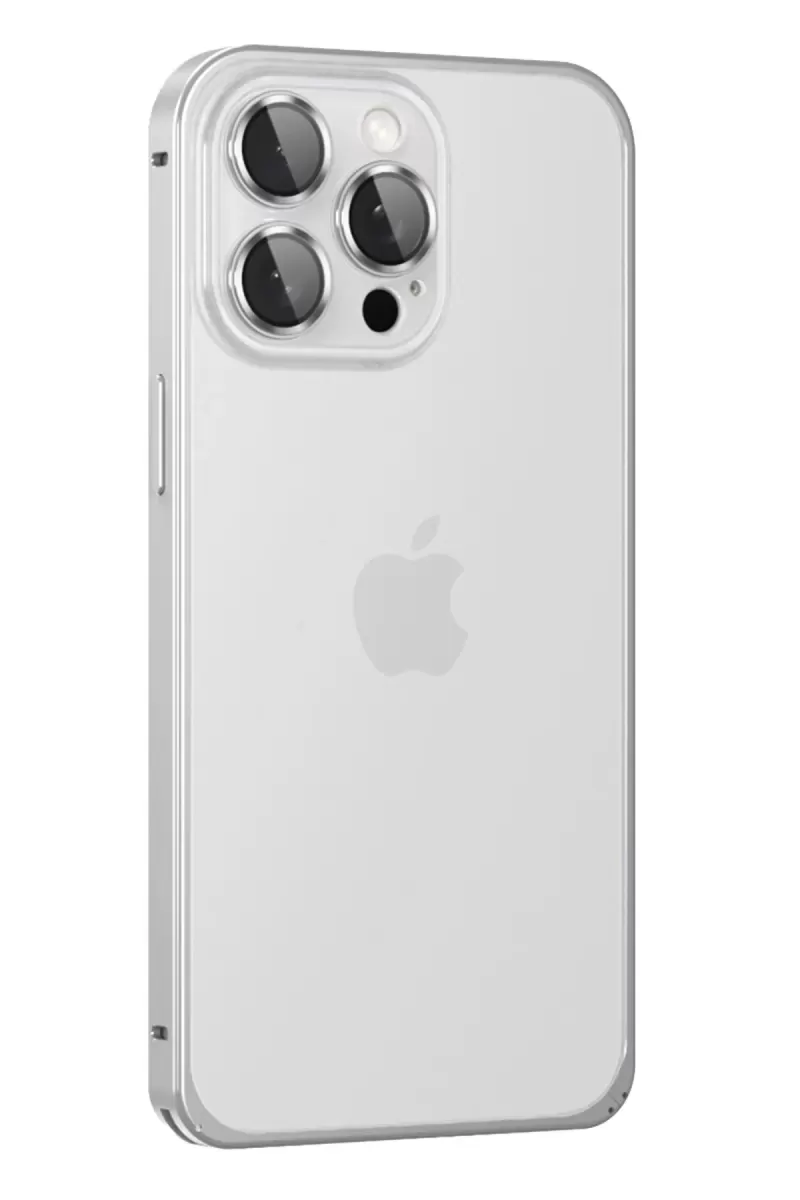 Joko Apple iPhone 15 Pro Max Metal Bumper Mat Kapak - Gümüş
