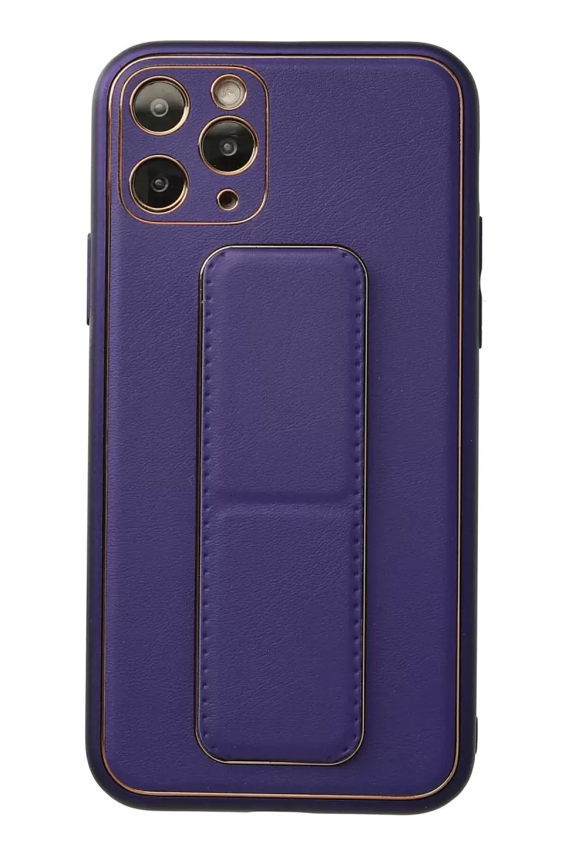 Newface Apple iPhone 11 Pro Kılıf Coco Deri Standlı Kapak - Mor