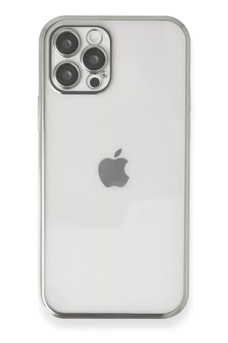 Newface Apple iPhone 12 Pro Max Kılıf Razer Lensli Silikon - Gümüş